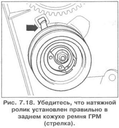 21. Убедитесь, что натяжной ролик установлен…