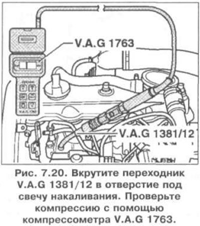 4. Вкрутите переходник V.A.G 1381/12 в отверстие…