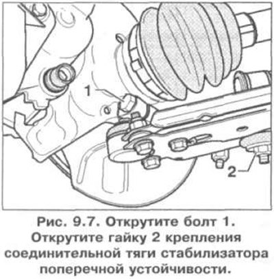 4. Открутите болт 1 (рис. 9.7). Открутите гайку 2…