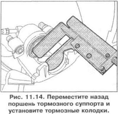 3. Переместите назад поршень тормозного суппорта…