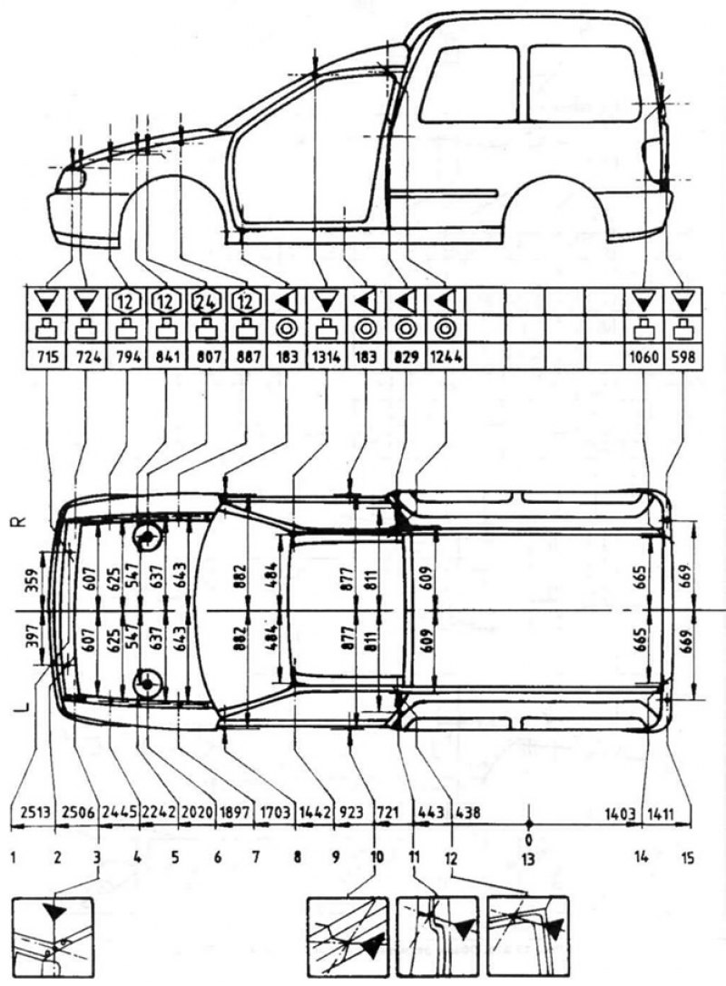 Рис. 13.88 а. Общие размеры кузова автомобиля…