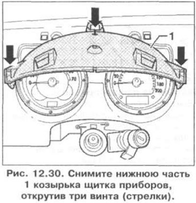 2. Снимите нижнюю часть 1 козырька щитка…