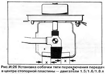 Установите собачку тяги переключения передач…