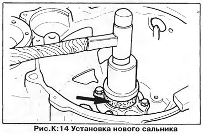 Запрессуйте новый сальник в гнездо до упора (рис.…