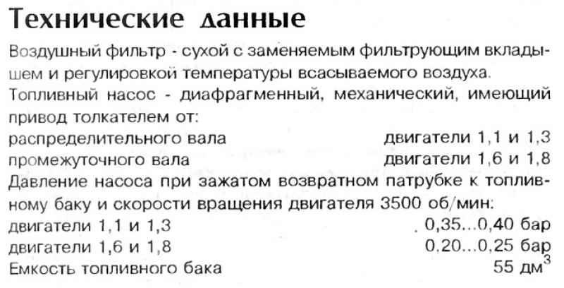 Технические данные системы питания —…