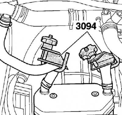 5. Используя зажимы, например VW 3094, пережмите…
