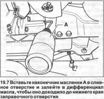 7. Вставьте наконечник масленки А в сливное…