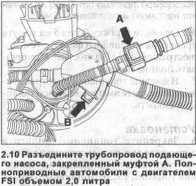 Разъедините трубопровод подающего насоса,…