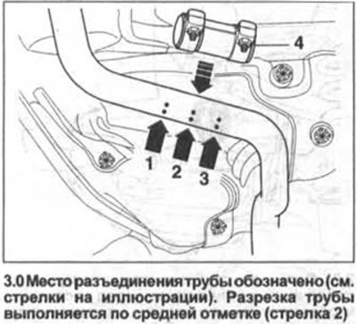 Место разъединения трубы обозначено (см. стрелки…