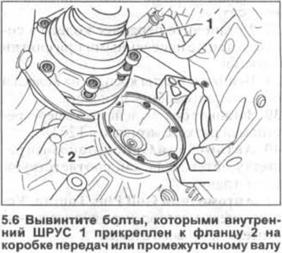 6. Вывинтите болты, которыми внутренний ШРУС 1…
