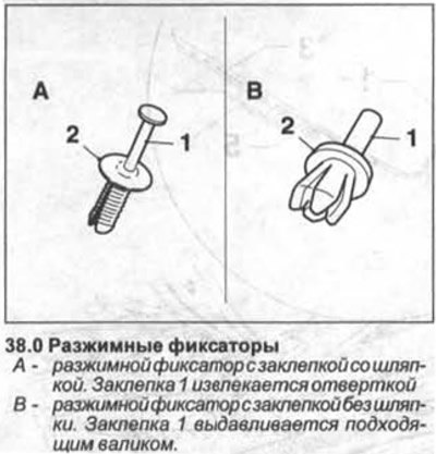Многие детали отделки закреплены разжимными…