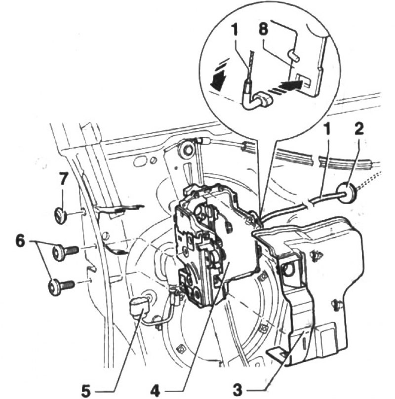 Гольф 3 схема замка двери