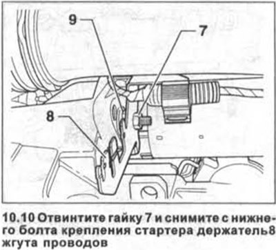 10. Отвинтите гайку 7 и снимите с нижнего болта…