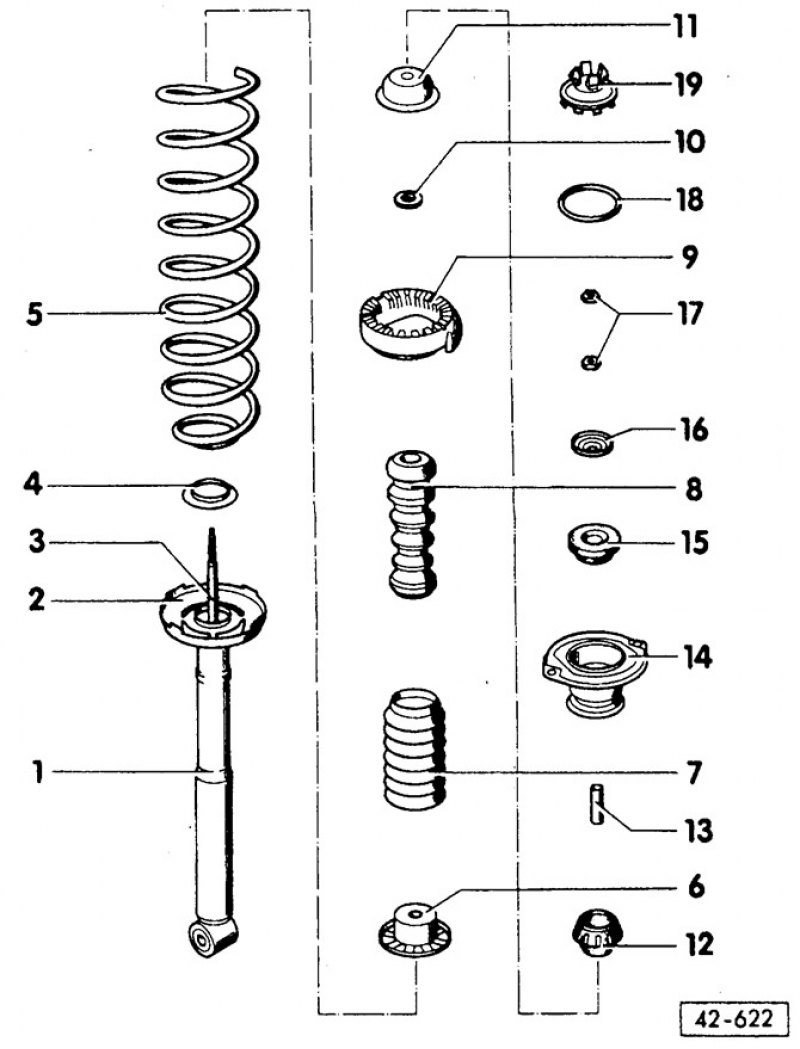 Схема заднего амортизатора пассат б3
