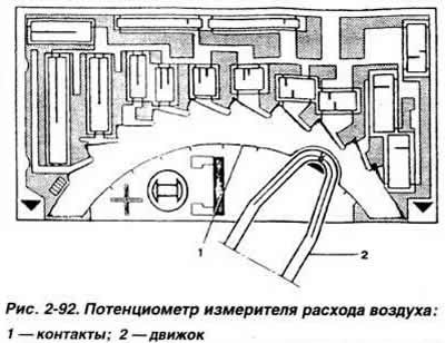Соединенный с осью напорной заслонки потенциометр…