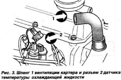 Отсоединить шланг 1 (рис. 3) вентиляции картера и…