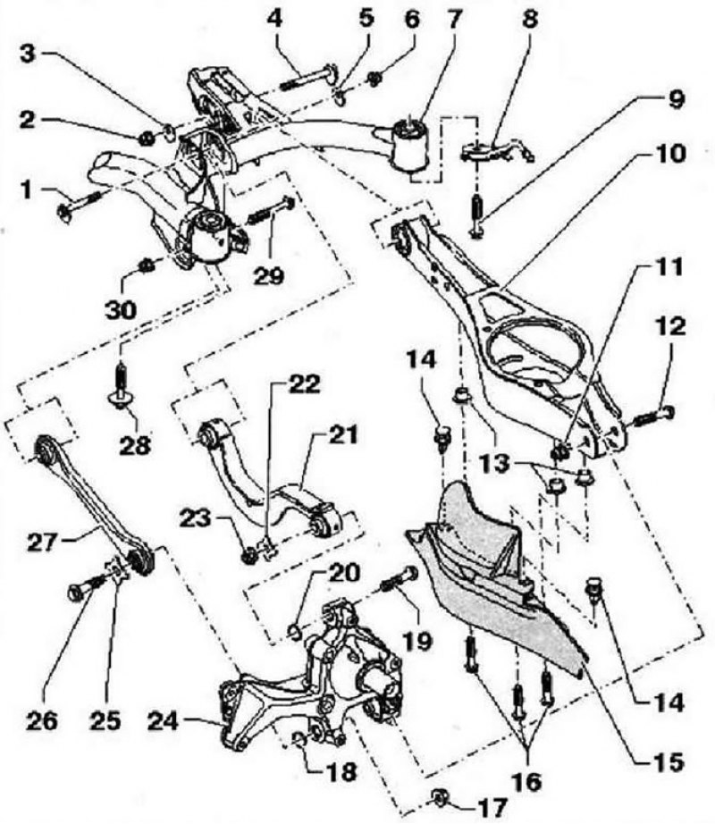 Схема задней подвески тигуан