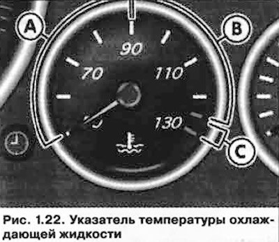 Прибор показывает температуру охлаждающей…