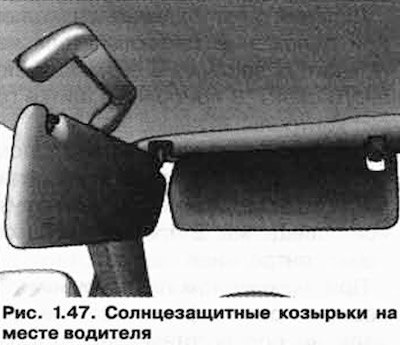 Один из сдвоенных козырьков на месте водителя…
