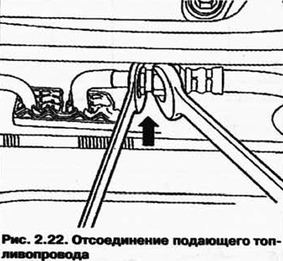 Отсоедините подающий топливопровод (рис. 2.22).