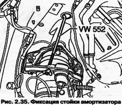 Зафиксируйте стойки амортизаторов так, как…