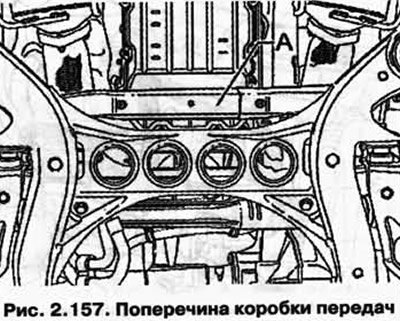 Снимите поперечину коробки передач А (рис. 2.157).