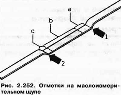 Отметки на маслоизмерительном щупе