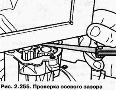 Масляный насос, проверка осевого смещения: