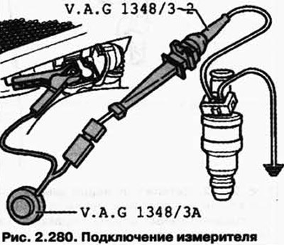 Соедините один контакт тестируемой форсунки с…