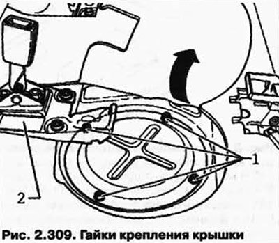 Открутите гайки 1 крепления крышки (рис. 2.309).