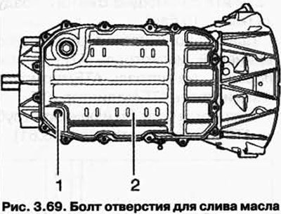 Снимите болт отверстия для слива масла 1 (рис.…