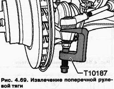 Выдавите поперечную рулевую тягу из корпуса…