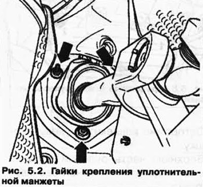 Открутите 3 гайки уплотнительной манжеты (рис.…