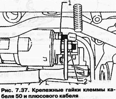 Открутите крепежные гайки клеммы кабеля 50 1 и…