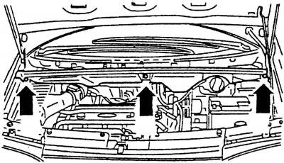 Рис. 348. Места крепления кожуха подачи воздуха…