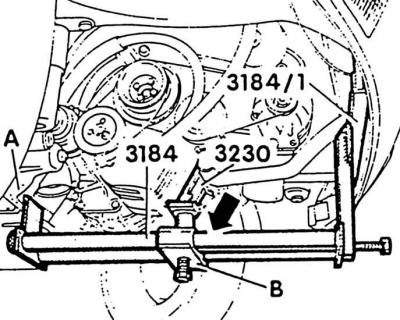 32. Подвесить съемное приспособление VW-3184…