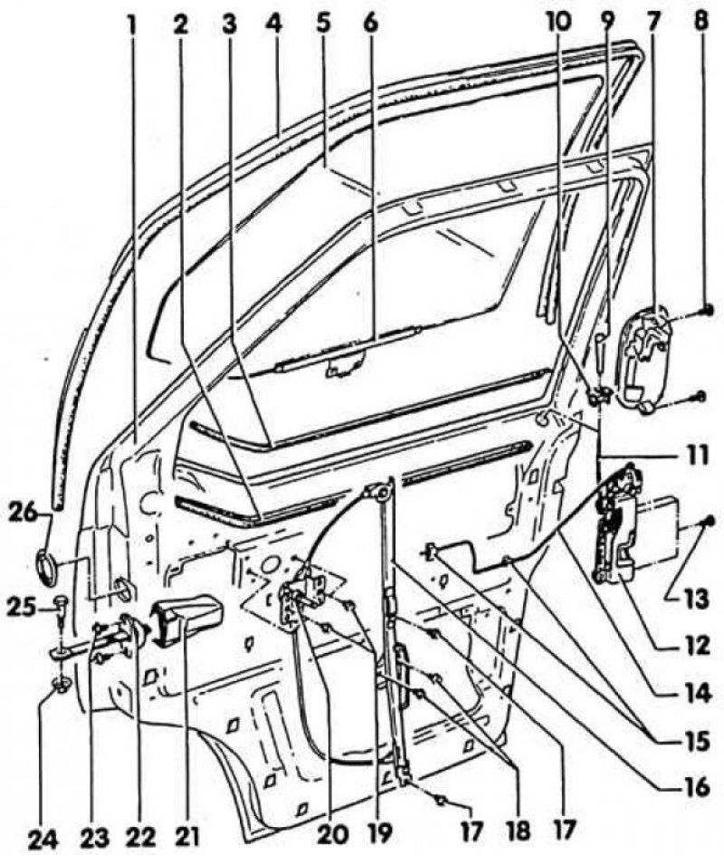 Двери на фольксваген пассат б. Схема передней двери на Фольксваген Транспортер т-4. Механизм передней двери Фольксваген т4. Крепеж тяги открывания двери Фольксваген т4. Фольксваген т5 схема передней водительской двери.