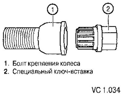 Крюк-сьемник (1) для снятия колпаков находится в…