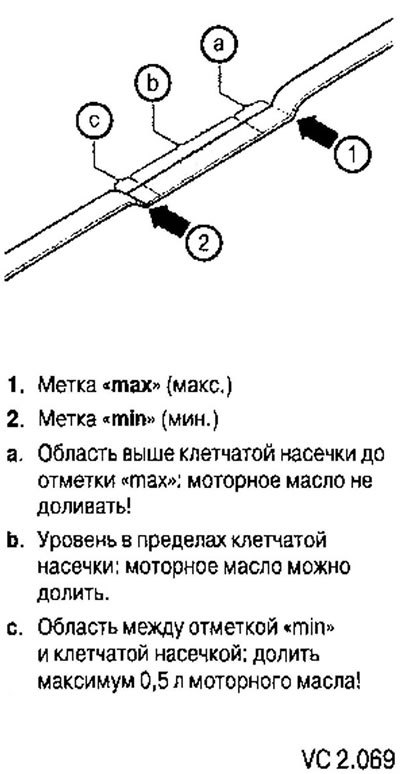 Метки на маслоизмерительном щупе