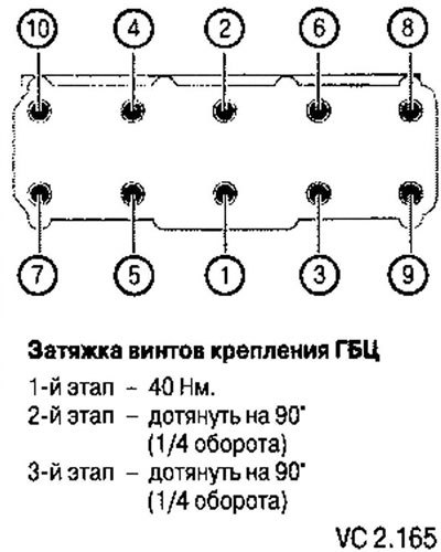 11. Затянуть Винты крепления ГБЦ в указанной…