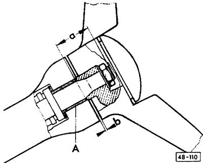 А - распорная втулка; а = 41,5 мм; b = 2-4 мм