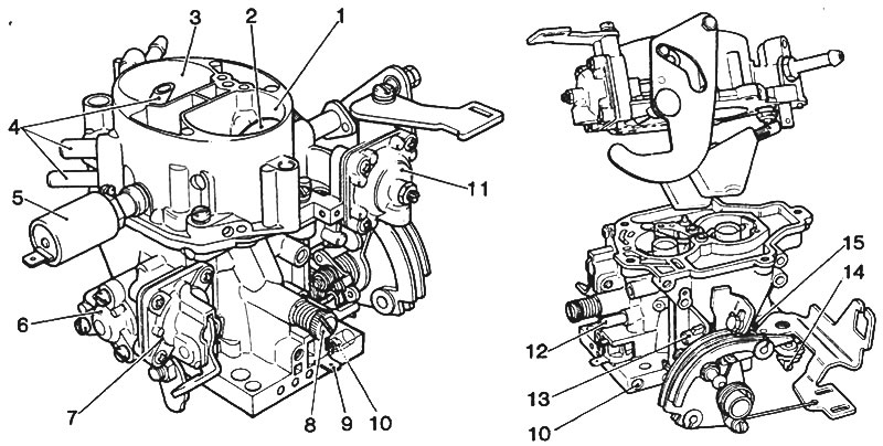 Рис. 3.72. Карбюратор Solex Cisac: 1. Первичная…